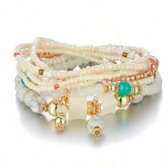 Elegant Multi-Color Beaded Bracelet Set - Picture 2 of 2